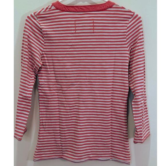 Boden V-Neck Top Size 4 Pink White Striped Cotton - Picture 11 of 12